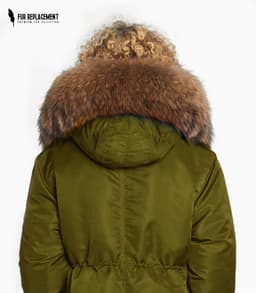 Raccoon Fur Trim Replacement Collar (Khaki)