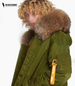 Raccoon Fur Trim Replacement Collar (Khaki)