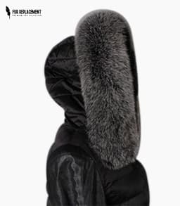 Rare silver Fox Fur Trim Hood Replacement Collar (Frosted)