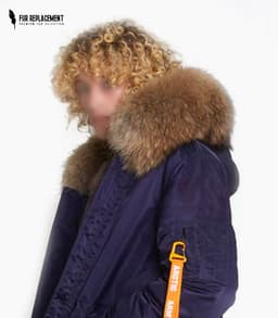 Raccoon Fur Trim Replacement Collar (Navy)