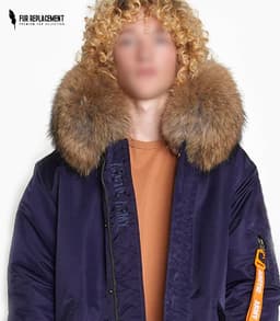 Raccoon Fur Trim Replacement Collar (Navy)
