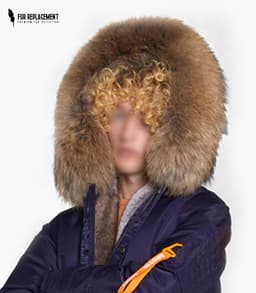 Raccoon Fur Trim Replacement Collar (Navy)