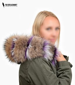 Raccoon Fur Trim Replacement Collar (Brown/Silver/Black )
