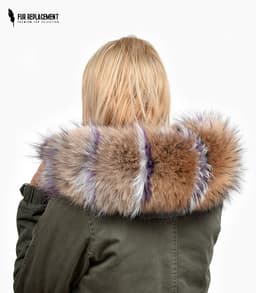 Raccoon Fur Trim Replacement Collar (Brown/Silver/Black )