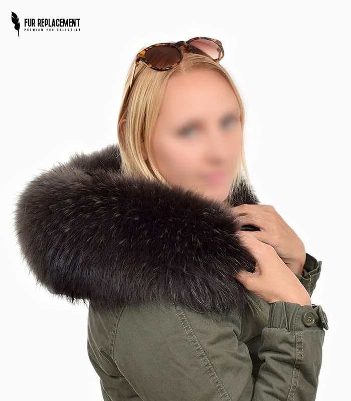 Raccoon Fur Trim Replacement Collar (Dyed Grey)