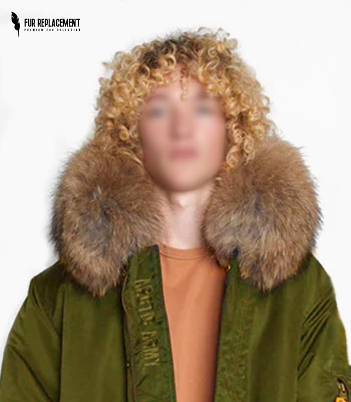 Raccoon Fur Trim Replacement Collar (Khaki)