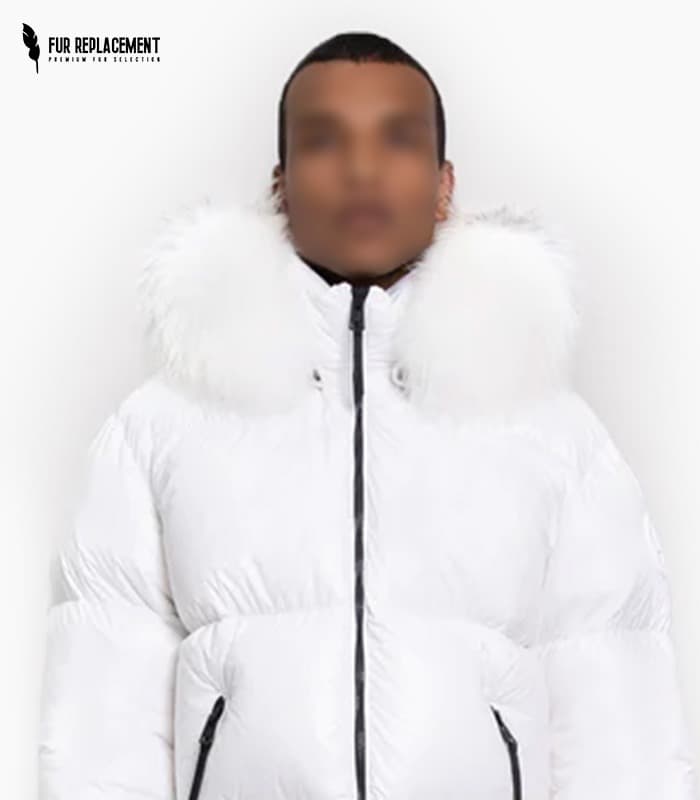 Raccoon Fur Trim Replacement Collar (Dyed White)