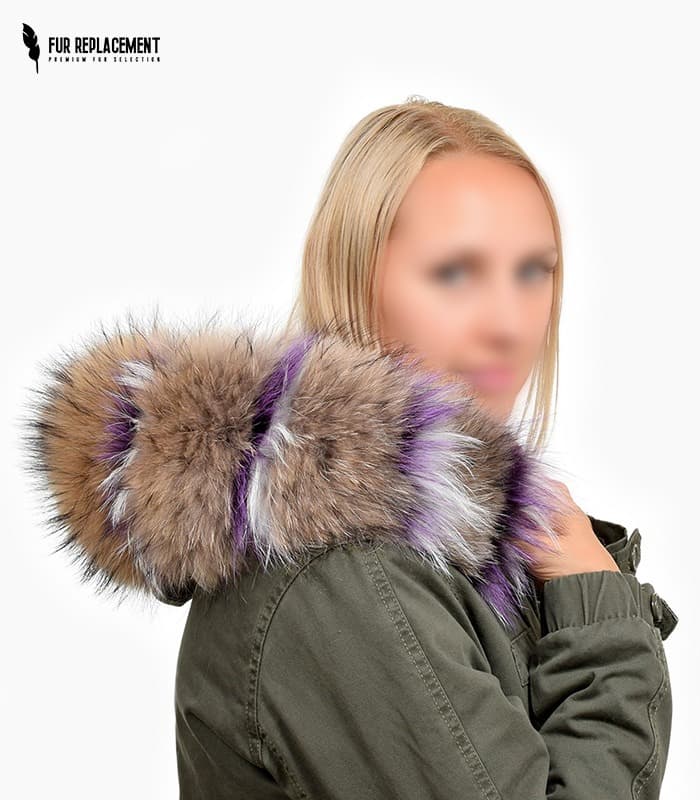 Raccoon Fur Trim Replacement Collar (Brown/Silver/Black )