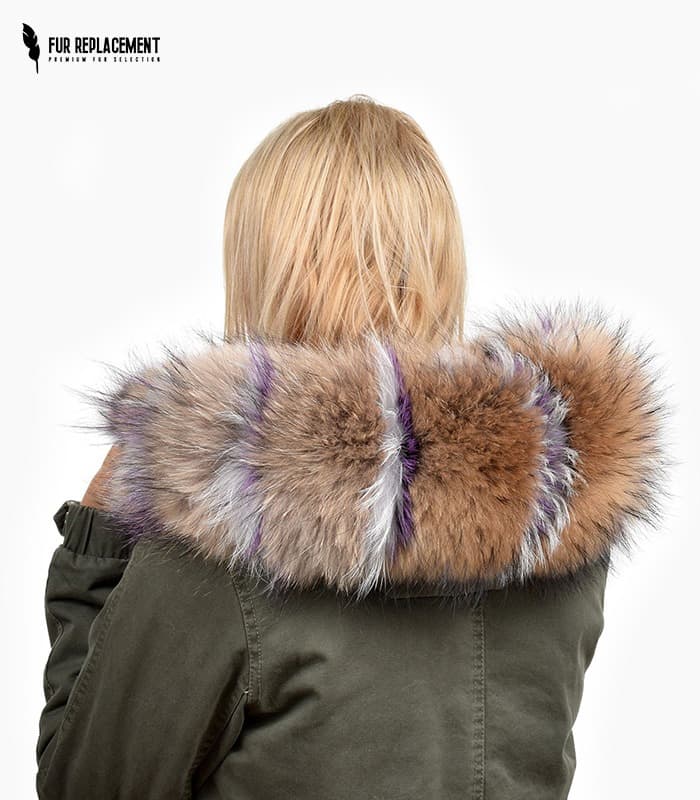 Raccoon Fur Trim Replacement Collar (Brown/Silver/Black )